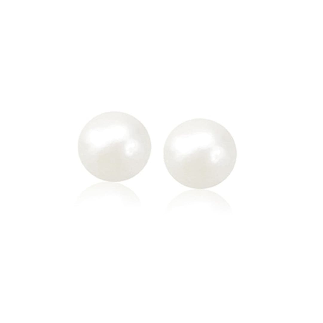 14k Yellow Gold Freshwater Cultured White Pearl Stud Earrings (8.0 mm) | Richard Cannon