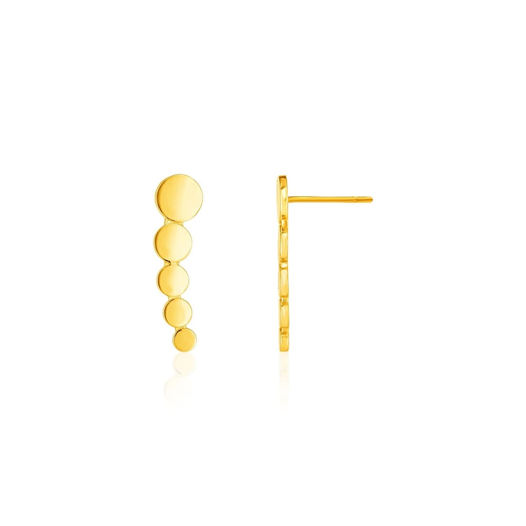 14k Yellow Gold Graduated Circles Climber Post Earrings | Richard Cannon Jewelry