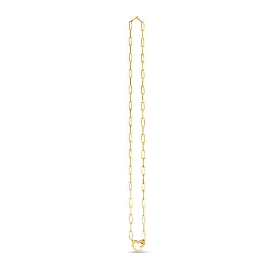14k Yellow Gold Heart Element Paperclip Necklace | Richard Cannon Jewelry