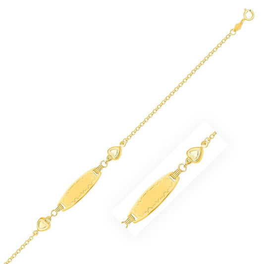 14k Yellow Gold Heart Station Fancy Children’s ID Bracelet | Richard Cannon Jewelry