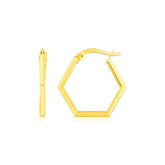 14K Yellow Gold Hexagon Shaped Hoop Earrings | Richard Cannon Jewelry