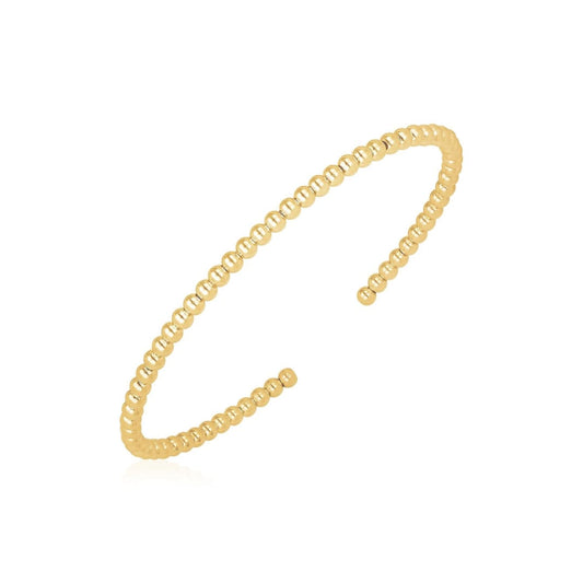 14k Yellow Gold High Polish Bead Cuff Bangle (3mm) | Richard Cannon Jewelry