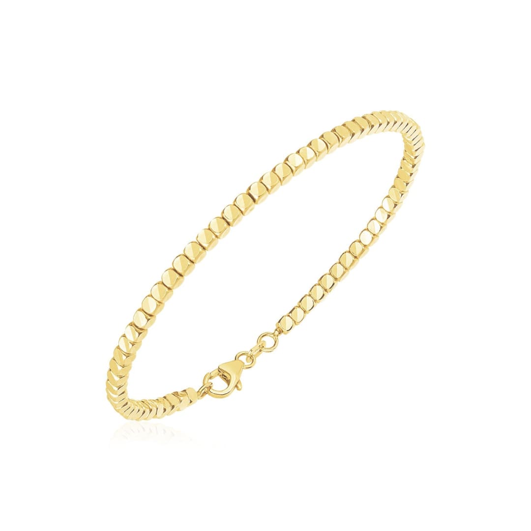 14k Yellow Gold High Polish Bead Cuff Bangle | Richard Cannon Jewelry