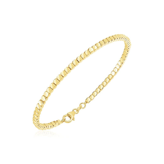 14k Yellow Gold High Polish Bead Cuff Bangle | Richard Cannon Jewelry
