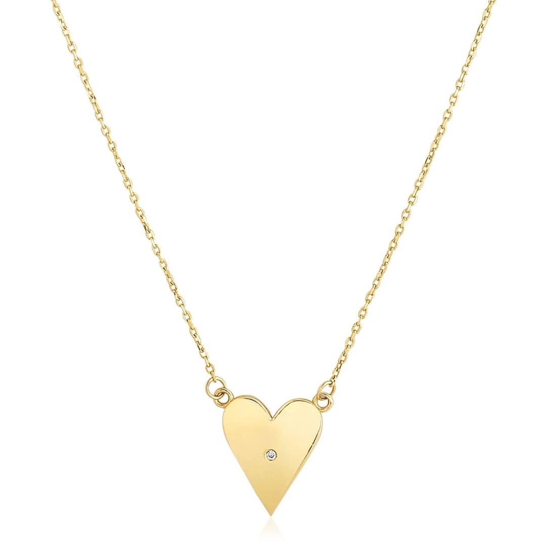 14k Yellow Gold High Polish Elongated Heart Necklace | Richard Cannon Jewelry