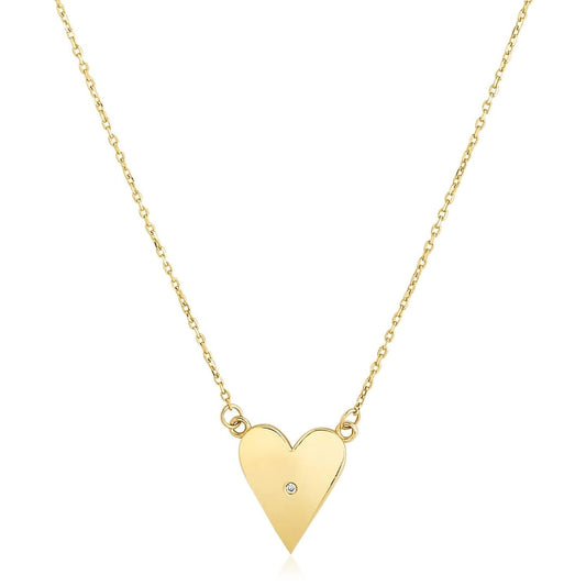 14k Yellow Gold High Polish Elongated Heart Necklace | Richard Cannon Jewelry