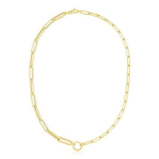 14k Yellow Gold High Polish Elongated Paperclip Chain Circle Necklace | Richard Cannon
