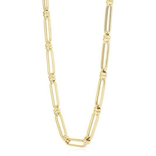 14k Yellow Gold High Polish Elongated Paperclip Jax Link Necklace | Richard Cannon Jewelry