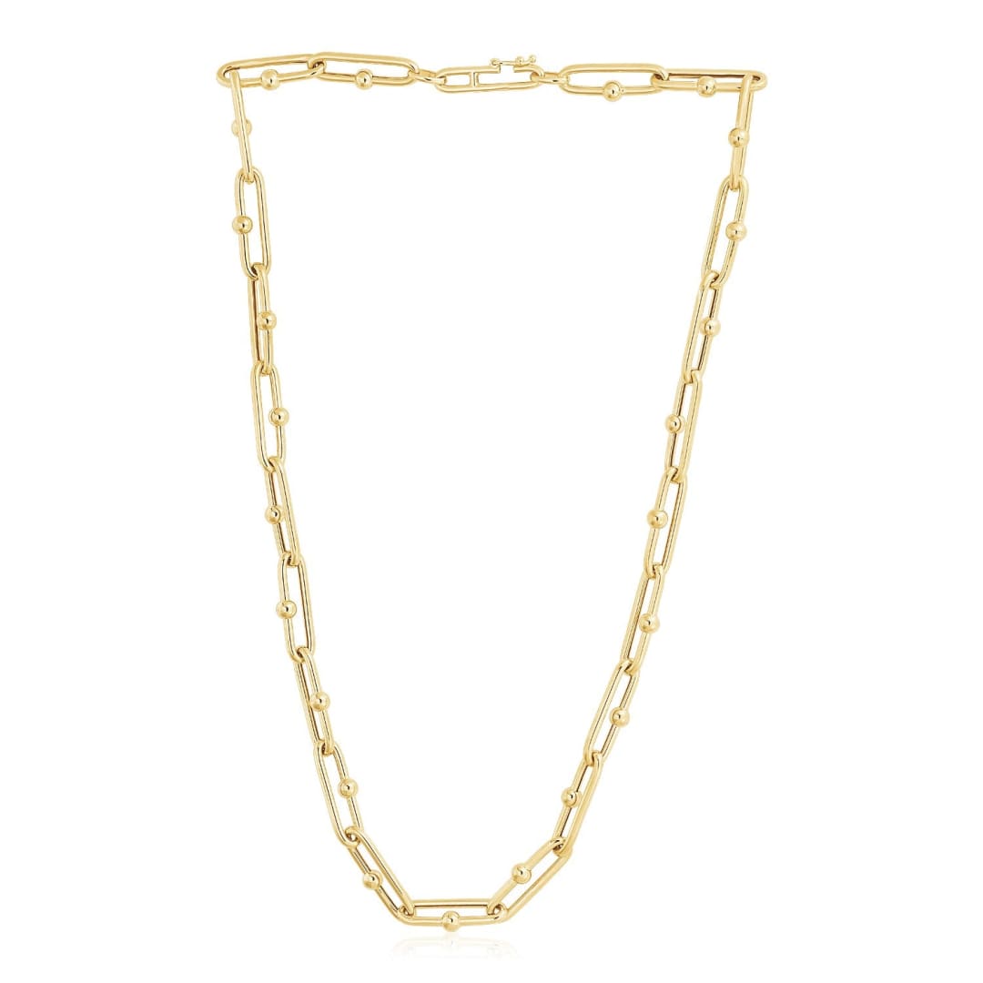 14k Yellow Gold High Polish Elongated Paperclip Jax Link Necklace | Richard Cannon Jewelry