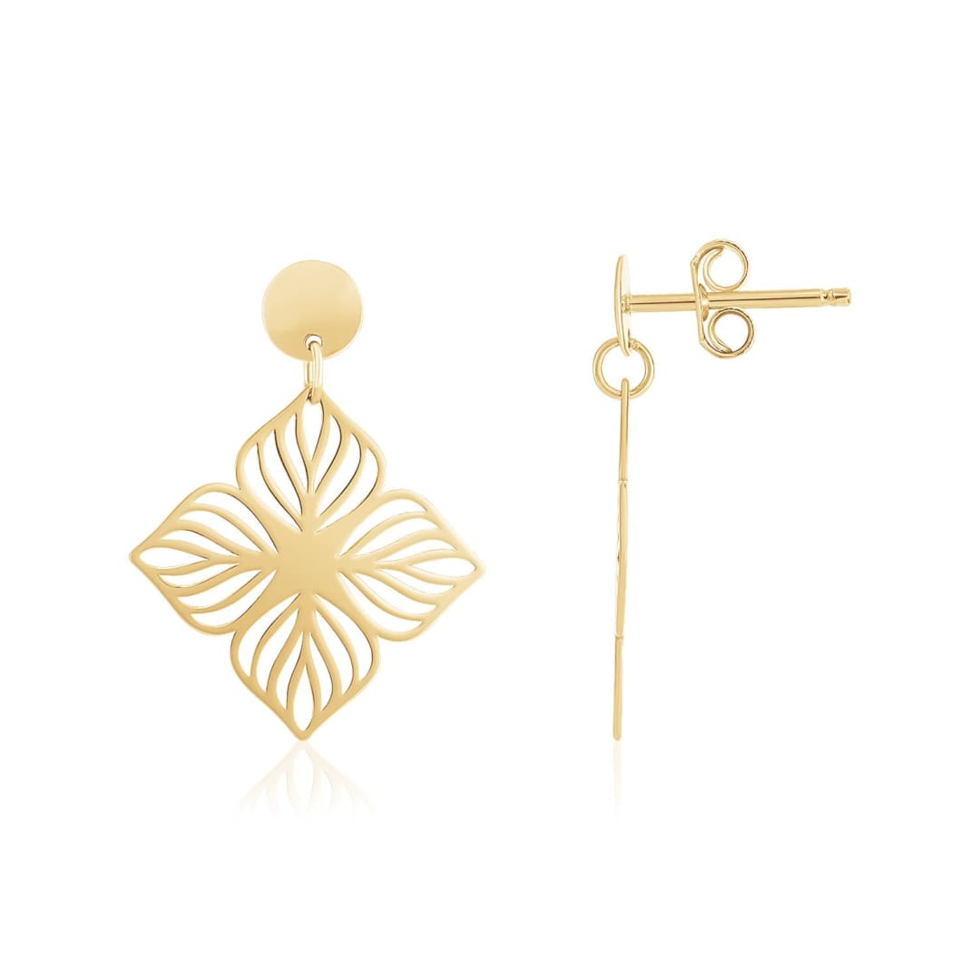 14K Yellow Gold High Polish Flower Cutout Earrings | Richard Cannon Jewelry