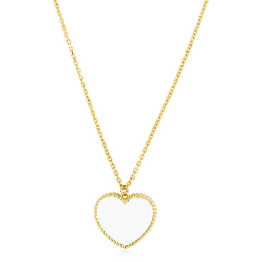 14k Yellow Gold High Polish Heart Pearl Paste Necklace | Richard Cannon Jewelry