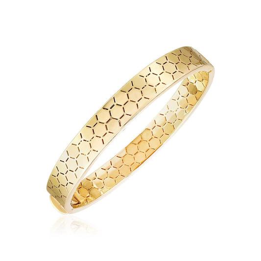 14k Yellow Gold High Polish Honeycomb Bangle (8.9mm) | Richard Cannon Jewelry