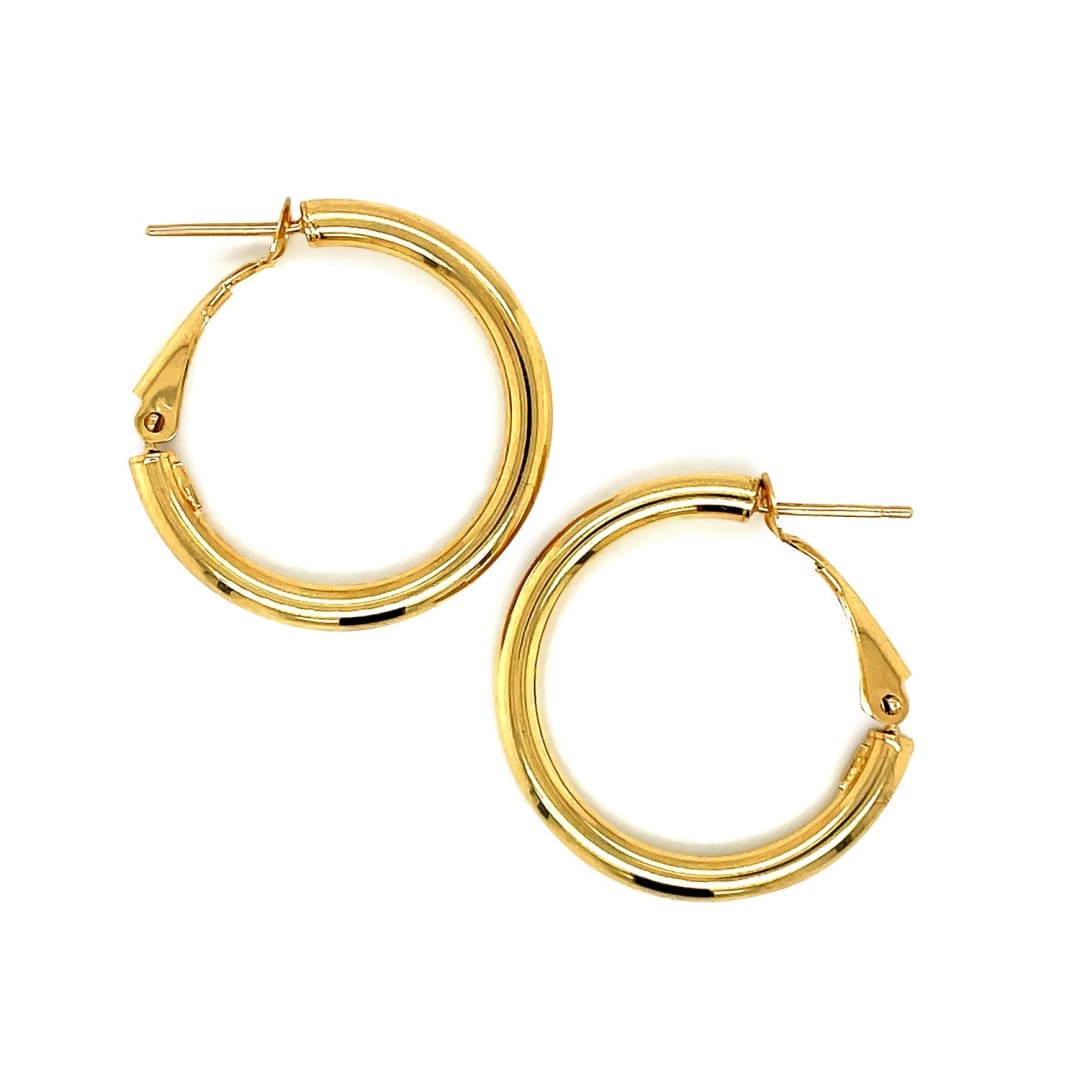 14k Yellow Gold High Polish Hoop Earrings (0.78 inch Diameter) | Richard Cannon Jewelry