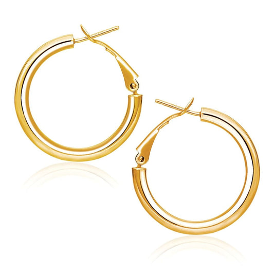 14k Yellow Gold High Polish Hoop Earrings (0.78 inch Diameter) | Richard Cannon Jewelry