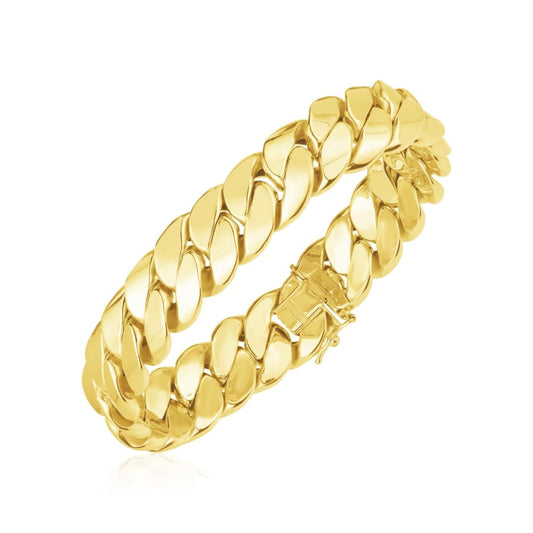14k Yellow Gold High Polish LA Cubana Link Bracelet | Richard Cannon Jewelry
