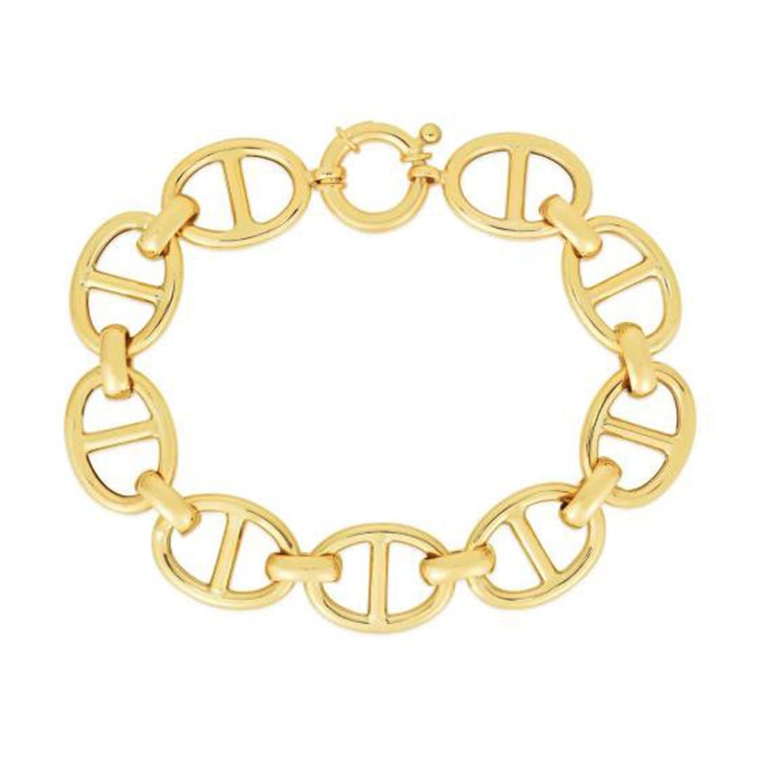 14k Yellow Gold High Polish Mariner Link Bracelet (13.0mm) | Richard Cannon Jewelry