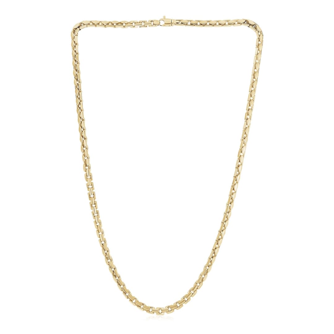 14k Yellow Gold High Polish Mens Fancy Box Necklace (5.0mm) | Richard Cannon Jewelry