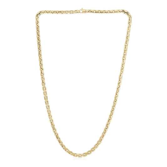 14k Yellow Gold High Polish Mens Fancy Box Necklace (5.0mm) | Richard Cannon Jewelry
