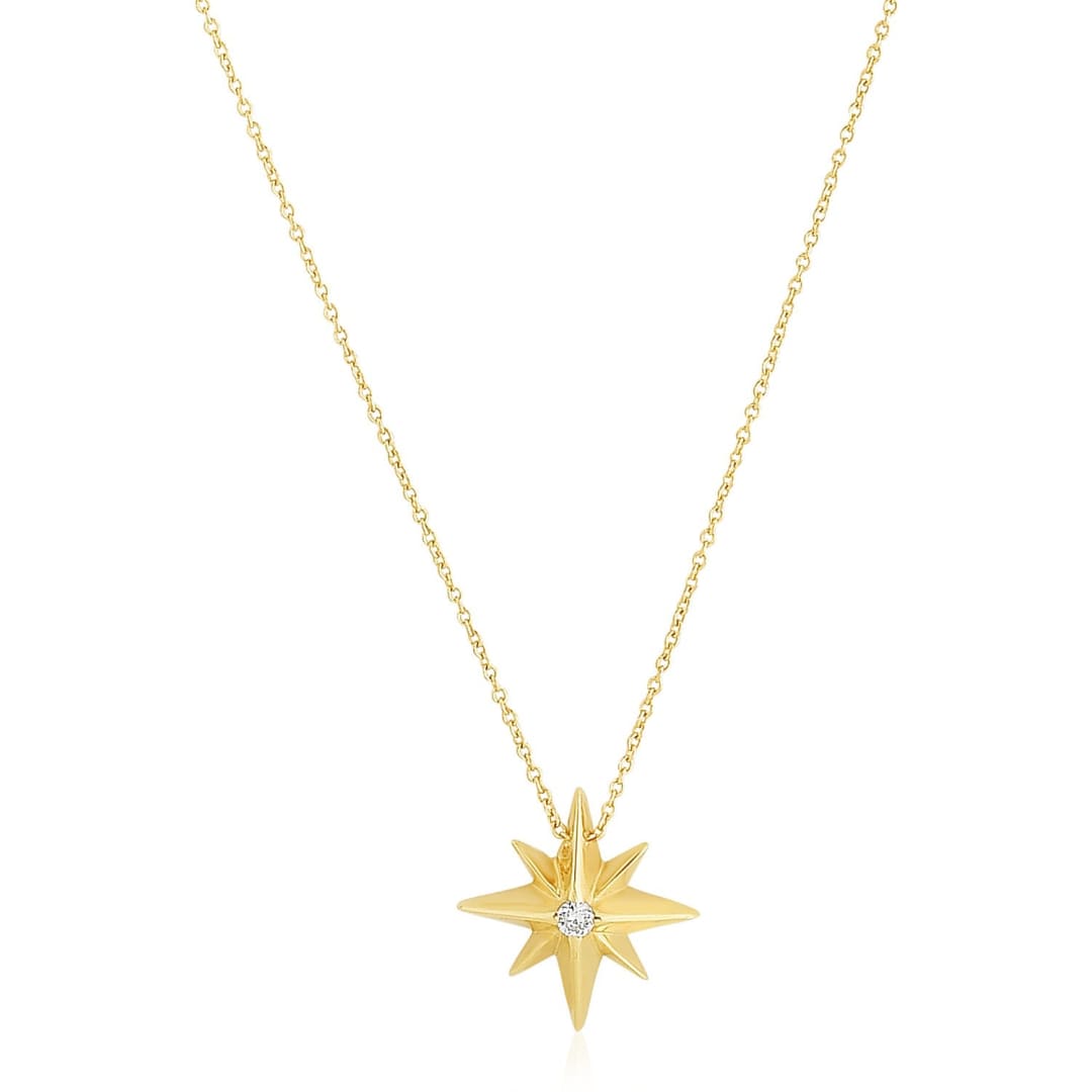 14k Yellow Gold High Polish North Star Necklace | Richard Cannon Jewelry