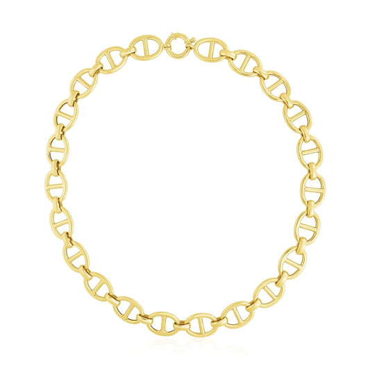 14k Yellow Gold High Polish Oval Mariner Link Necklace (13.8mm) | Richard Cannon Jewelry