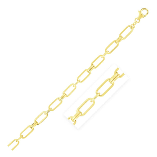 14k Yellow Gold High Polish Paperclip Rondel Link Chain Bracelet | Richard Cannon Jewelry