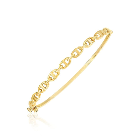 14k Yellow Gold High Polish Puffed Mariner Link Bangle (4.6mm) | Richard Cannon Jewelry