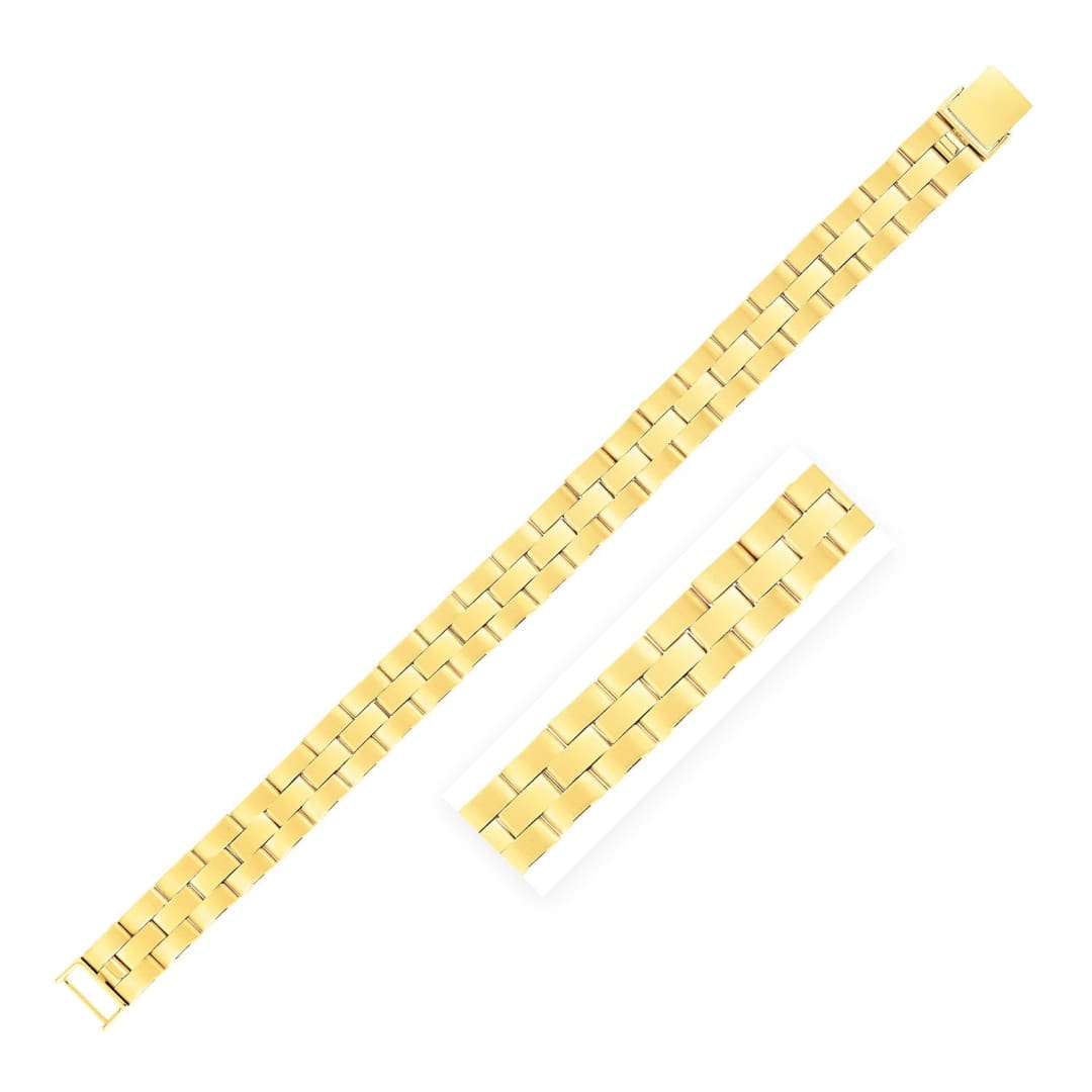14k Yellow Gold High Polish Railroad Panther Bracelet (11.8 mm) | Richard Cannon Jewelry