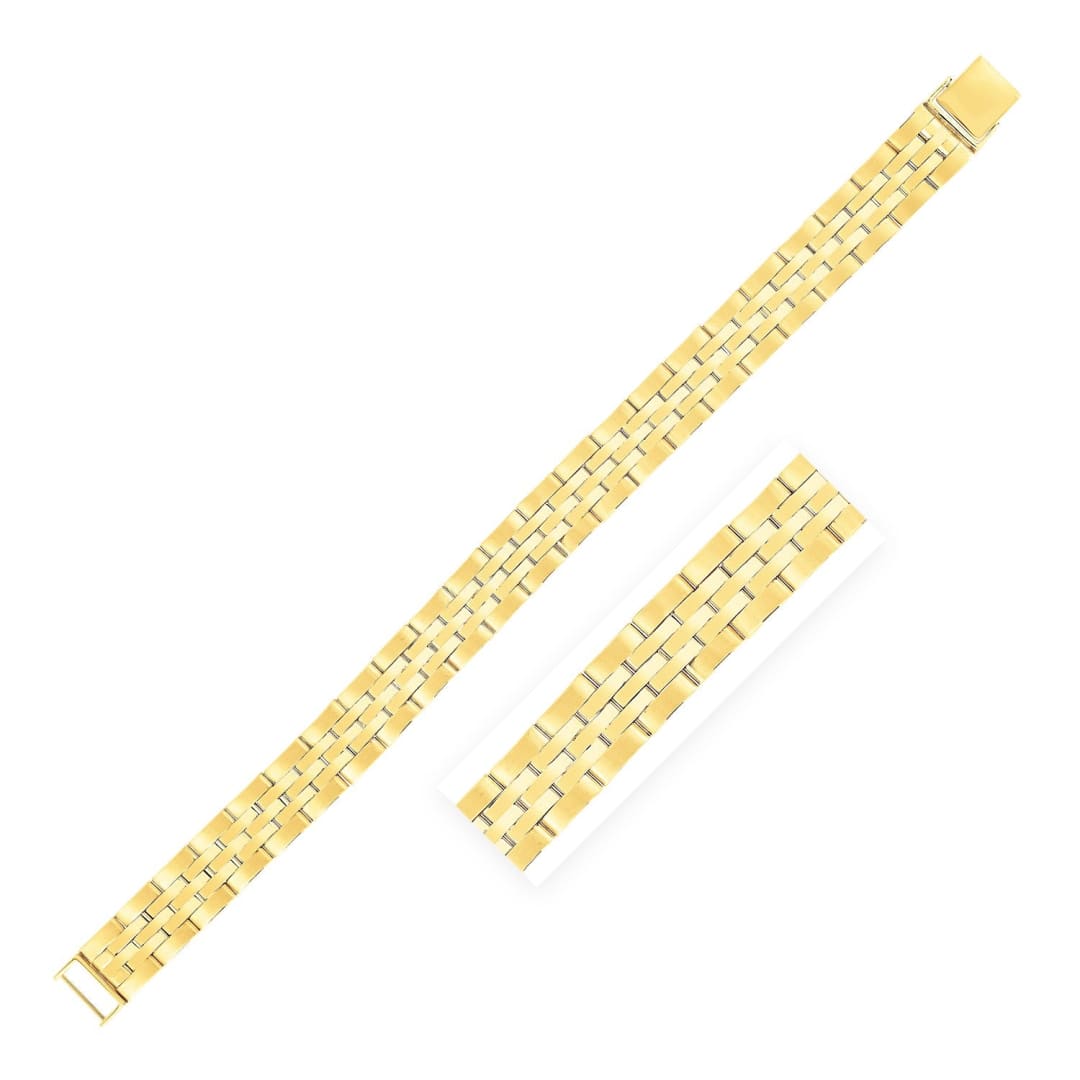 14k Yellow Gold High Polish Railroad Panther Bracelet (12.0 mm) | Richard Cannon Jewelry