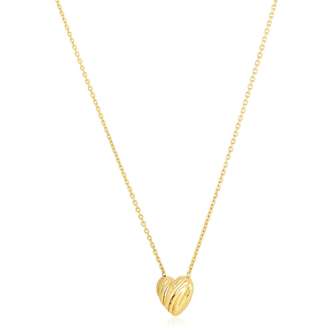 14k Yellow Gold High Polish Scribbles Heart Necklace | Richard Cannon Jewelry