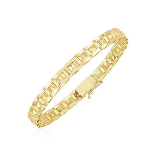 14k Yellow Gold High Polish Spike Pyramid Bracelet (6mm) | Richard Cannon Jewelry