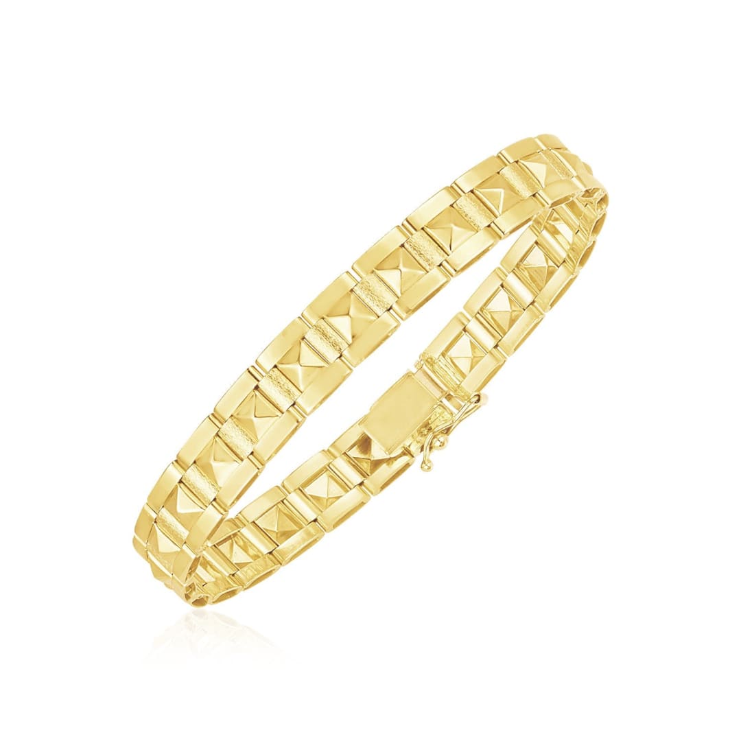 14k Yellow Gold High Polish Spike Pyramid Bracelet (8.5mm) | Richard Cannon Jewelry