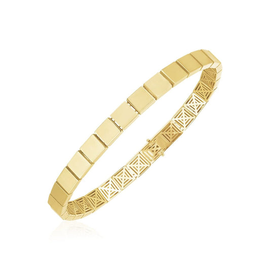 14k Yellow Gold High Polish Square Edge Link Bracelet | Richard Cannon Jewelry