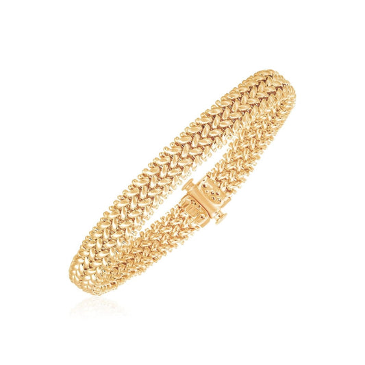 14k Yellow Gold High Polish Thick Braided Bracelet (8.8mm) | Richard Cannon Jewelry