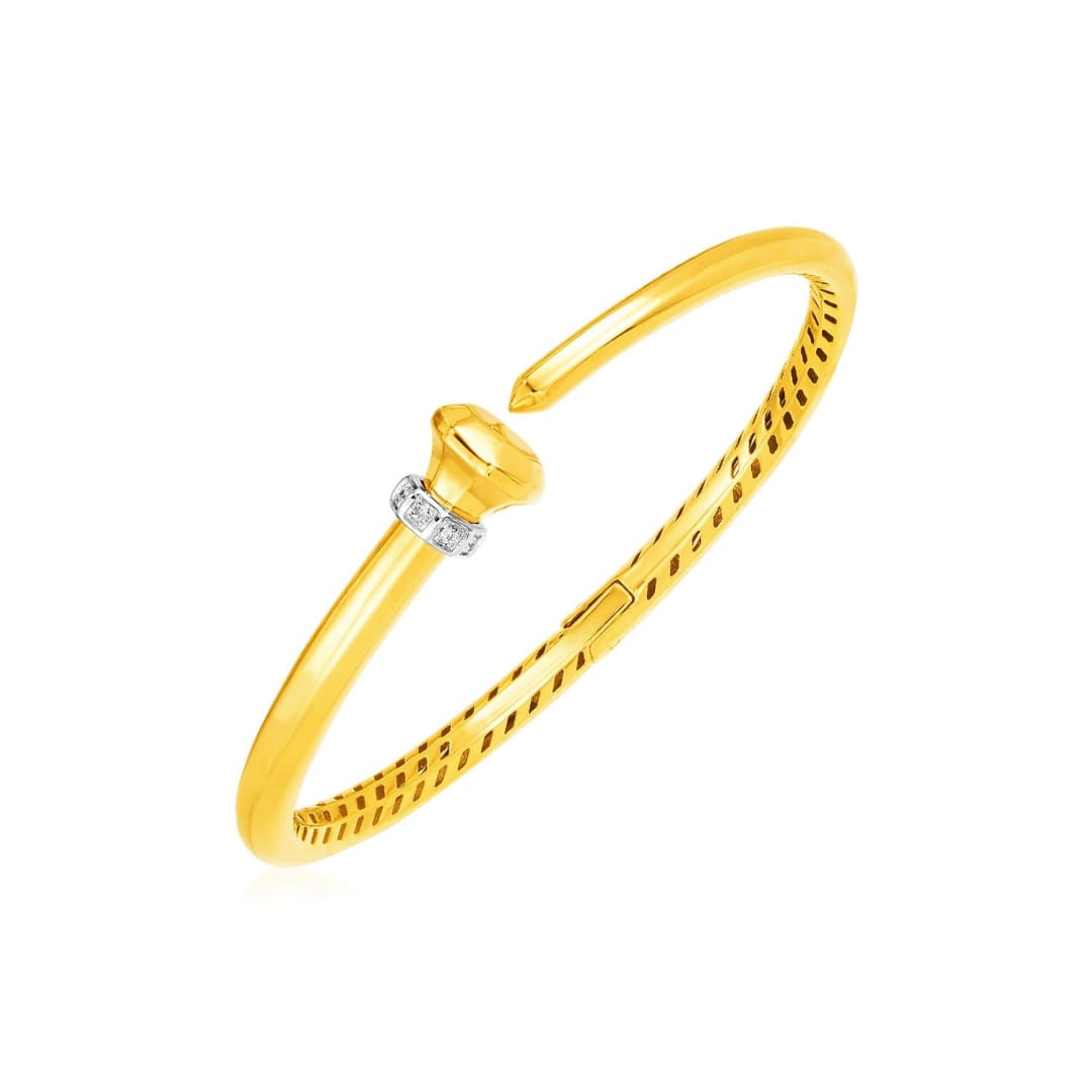 14k Yellow Gold Hinged Bangle Bracelet with Diamonds | Richard Cannon Jewelry