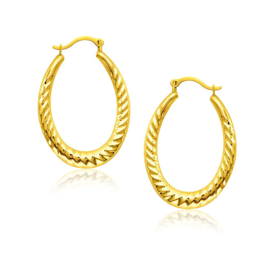 14k Yellow Gold Hoop Earrings with Textured Details | Richard Cannon Jewelry