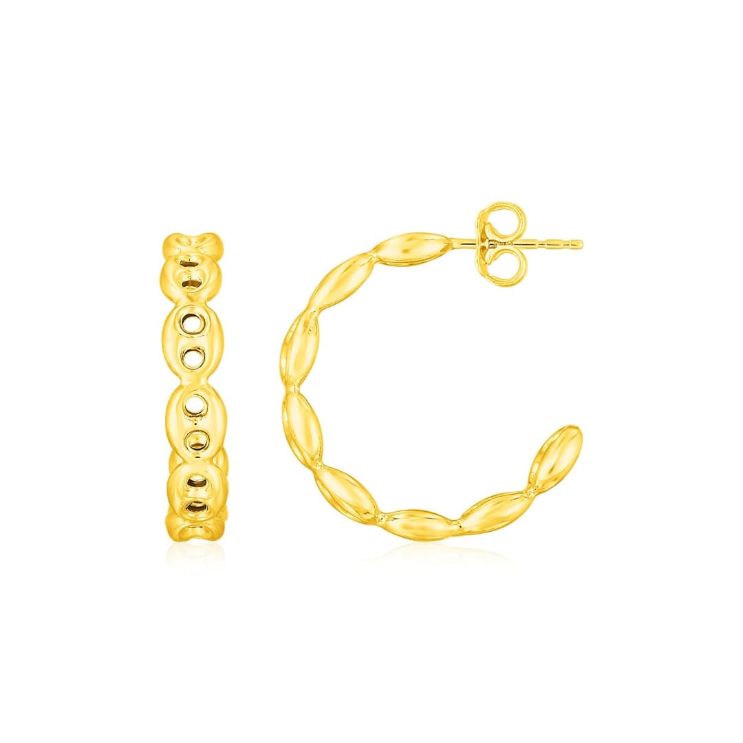 14K Yellow Gold Hoop Mariner Chain Earrings | Richard Cannon Jewelry