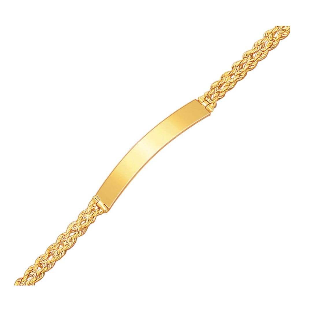 14k Yellow Gold ID Bracelet with Double Rope Chain | Richard Cannon Jewelry