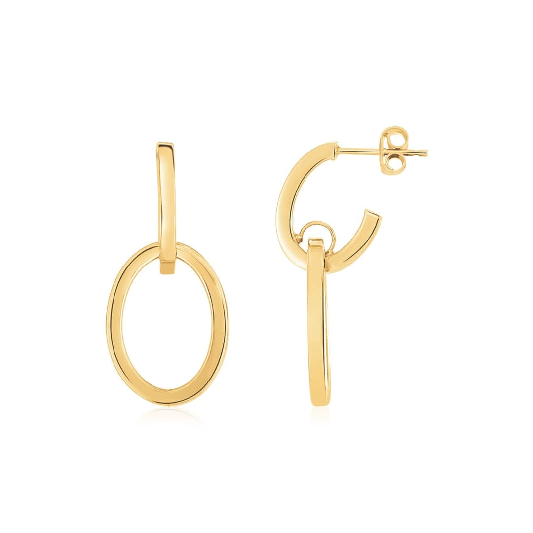 14K Yellow Gold Interlocking Drop Hoop Earrings | Richard Cannon Jewelry