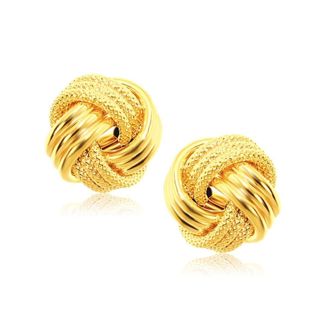 14k Yellow Gold interweaved Love Knot Stud Earrings | Richard Cannon Jewelry