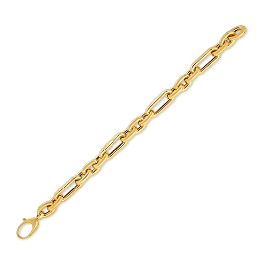 14k Yellow Gold Italian Alternating Paperclip Oval Links Bracelet | Richard Cannon Jewelry