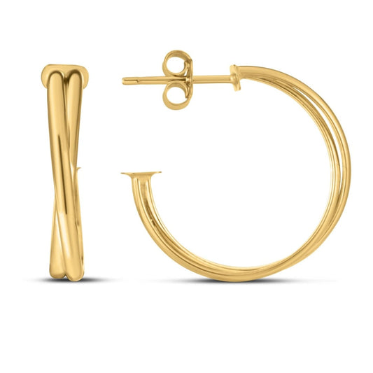 14k Yellow Gold Large Crossover Hoops | Richard Cannon Jewelry