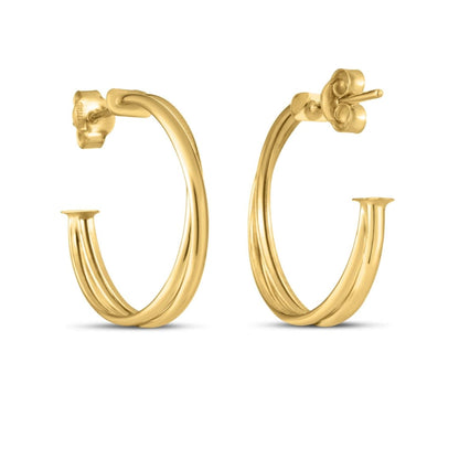 14k Yellow Gold Large Crossover Hoops | Richard Cannon Jewelry