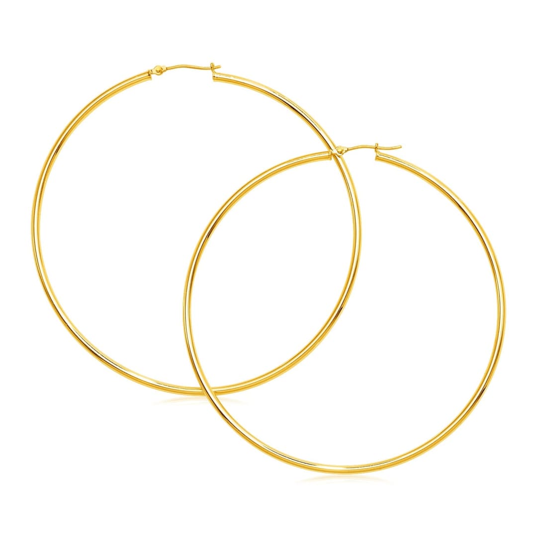 14k Yellow Gold Large Polished Hoop Earrings | Richard Cannon Jewelry