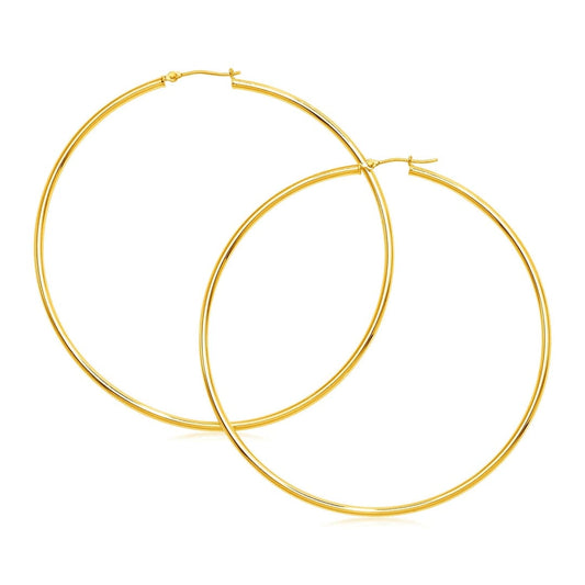 14k Yellow Gold Large Polished Hoop Earrings | Richard Cannon Jewelry