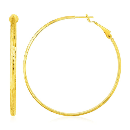 14k Yellow Gold Large Textured Round Hoop Earrings | Richard Cannon Jewelry
