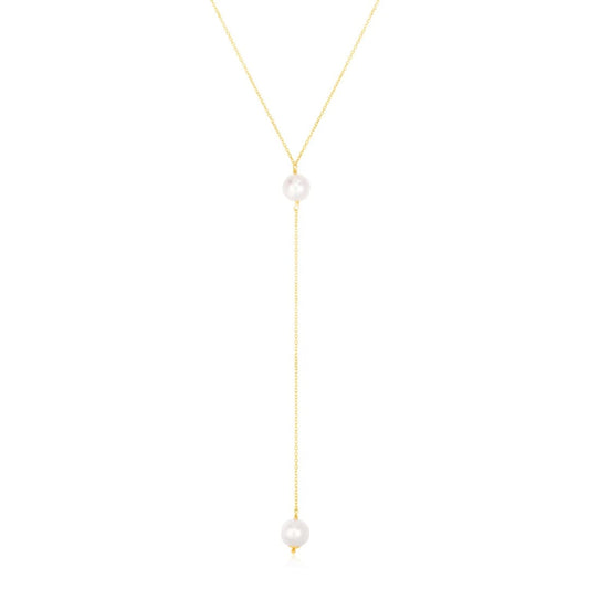 14k Yellow Gold Lariat Necklace with Pearls | Richard Cannon Jewelry