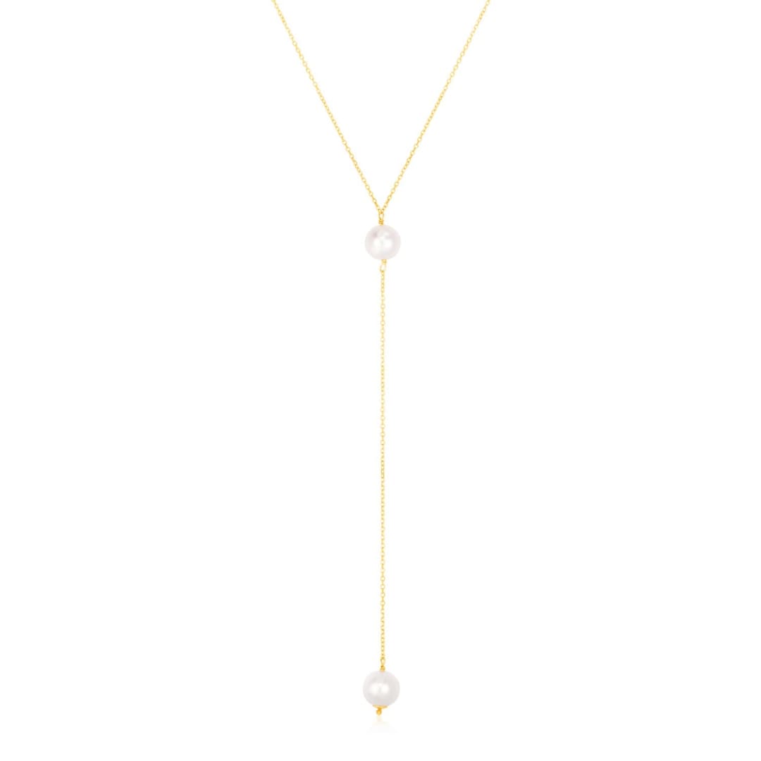 14k Yellow Gold Lariat Necklace with Pearls | Richard Cannon Jewelry