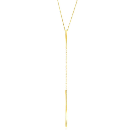 14k Yellow Gold Lariat Necklace with Polished Twisted Bars | Richard Cannon Jewelry