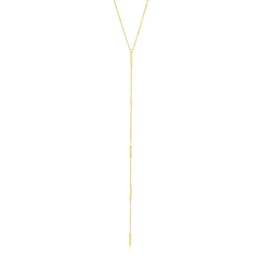 14k Yellow Gold Lariat Necklace with Small Polished Bars | Richard Cannon Jewelry