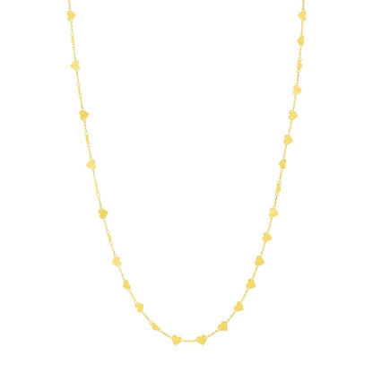 14k Yellow Gold Long Mirrored Heart Chain Station Necklace | Richard Cannon Jewelry